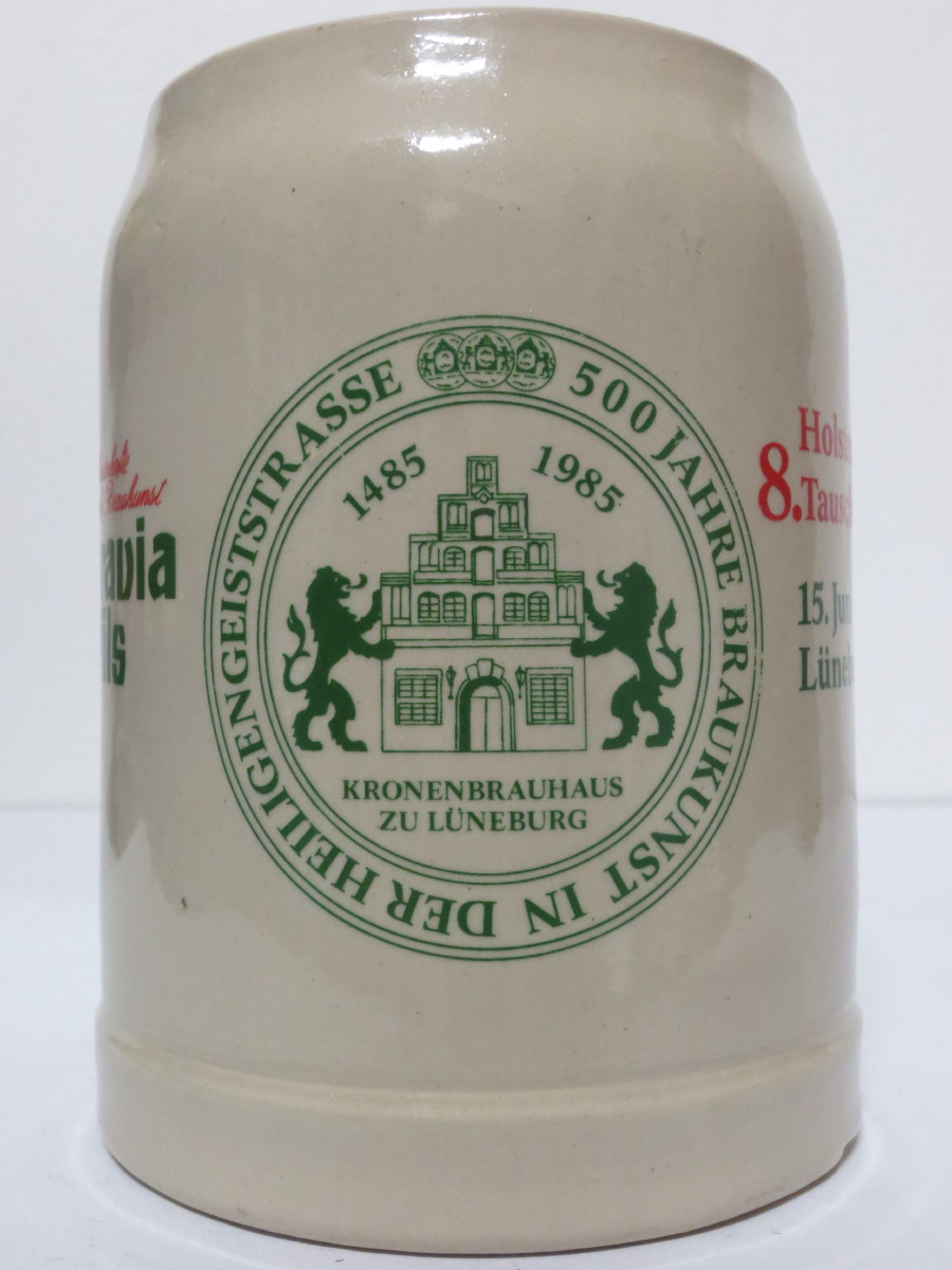 Moravia Pils Holsten-8.Tauschbörse 15.Juni 1985 Lüneburg (0,5L) keramický korbel