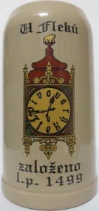 U Fleků Pivovar u Fleků založeno l.p. 1499 (1L) keramický korbel