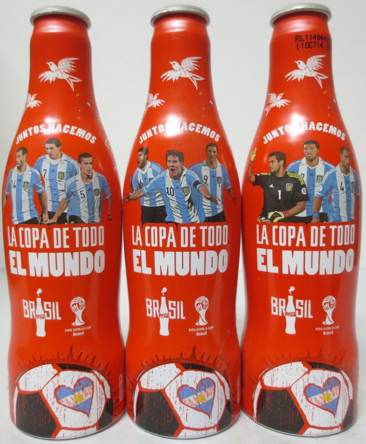 Coca Cola 2014 LA COPA DE TODO EL MUNDO 3 bottles set (25cl) (ARGENTINA)