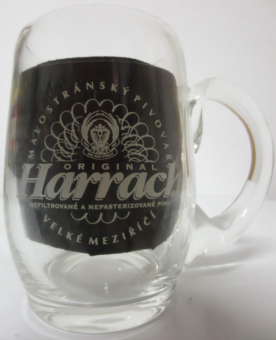 MALOSTRÁNSKÝ PIVOVAR ORIGINAL Harrach VELKÉ MEZIŘÍČÍ (0,5L) krýgl ručně foukaný č.1