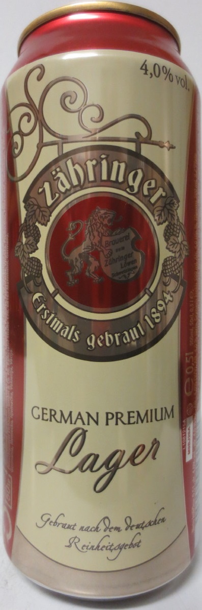 zähringer GERMAN PREMIUM Lager (50cl) (B/O) Nr.1