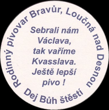 LOUČENSKĚ PIVO KVASSLAV rodinný pivovar Bravůr (modrý) (PTMP-K-ab) 
