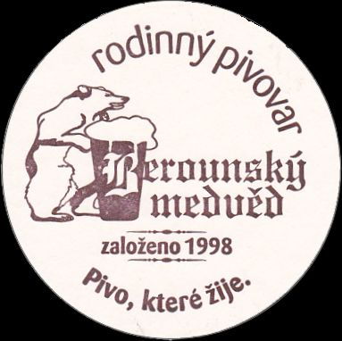 Berounský medvěd rodinný pivovar založeno 1998 Pivo, které žije. (PTMP-K-ab)