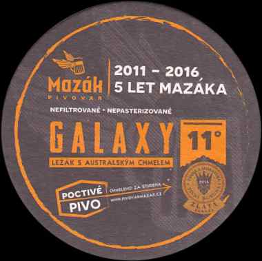 Mazák PIVOVAR GALAXY 11° 2011-2016 5 LET MAZÁKA (červený) (PTMP-K-ab)