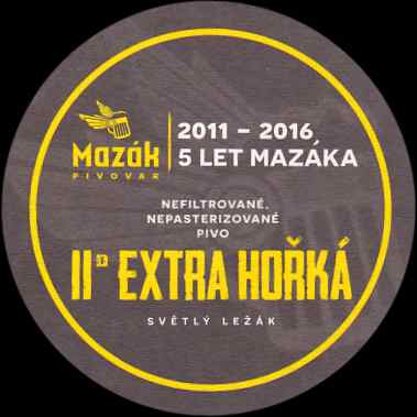 Mazák PIVOVAR 11°EXTRA HOŘKÁ SVĚTLÝ LEŽÁK 2011-2016 5 LET MAZÁKA (červený) (PTMP-K-ab)