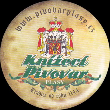 Knížecí Pivovar PLASY Tradice od roku 1144 www.pivovarplasy.cz (oranžový lem kolem Knížecí Pivovar) (PTMP-K-ab)