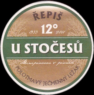 ŘEPIŠ 12° U STOČESŮ Minipivovar a pivnice POLOTMAVÝ JEČMENNÝ LEŽÁK (PTMP-Km-a) 
