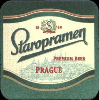 Staropramen PREMIUM BEER PRAGUE (bez nápisu na bocích) (9,3x9,3cm) (PTEX-Č-a)