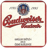 Budweiser Budvar 1895 1995 KAROLINY SVĚTLÉ 4 370 21 ČESKÉ BUDĚJOVICE (PTVP-Č-a)