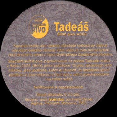 Tadeáš Pivo světlý speciál Pivo (PTMP-K-a)