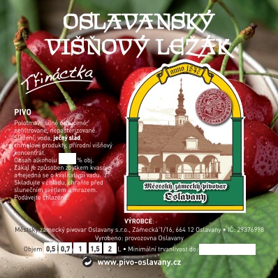 OSLAVANSKÝ VIŠŇOVÝ LEŽÁK Třináctka (0,5L-2L) (Městský-Oslavany) (S)