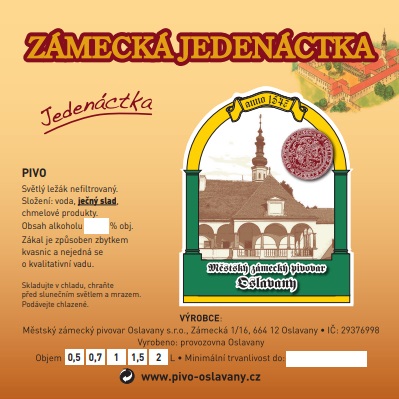 ZÁMECKÁ JEDENÁCTKA Jedenáctka (0,5L-2L) (Městský-Oslavany) (S)
