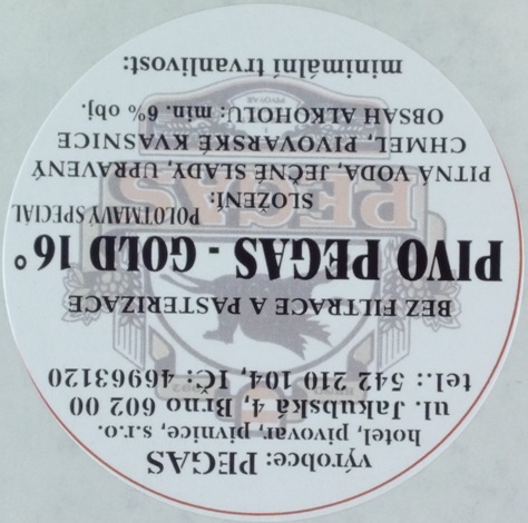 PIVO PEGAS - GOL 16° (sudovka) (Pegas-Brno) (S)
