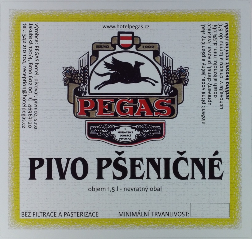 PEGAS PŠENIČNÉ PIVO (1,5L) (Pegas-Brno) (S)