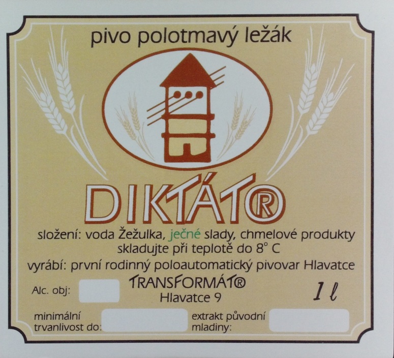 DIKTÁTOR pivo polotmavý ležák (1L) (Hlavatce) (S)