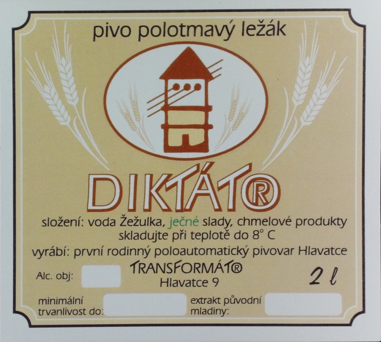 DIKTÁTOR pivo polotmavý ležák (2L) (Hlavatce) (S)