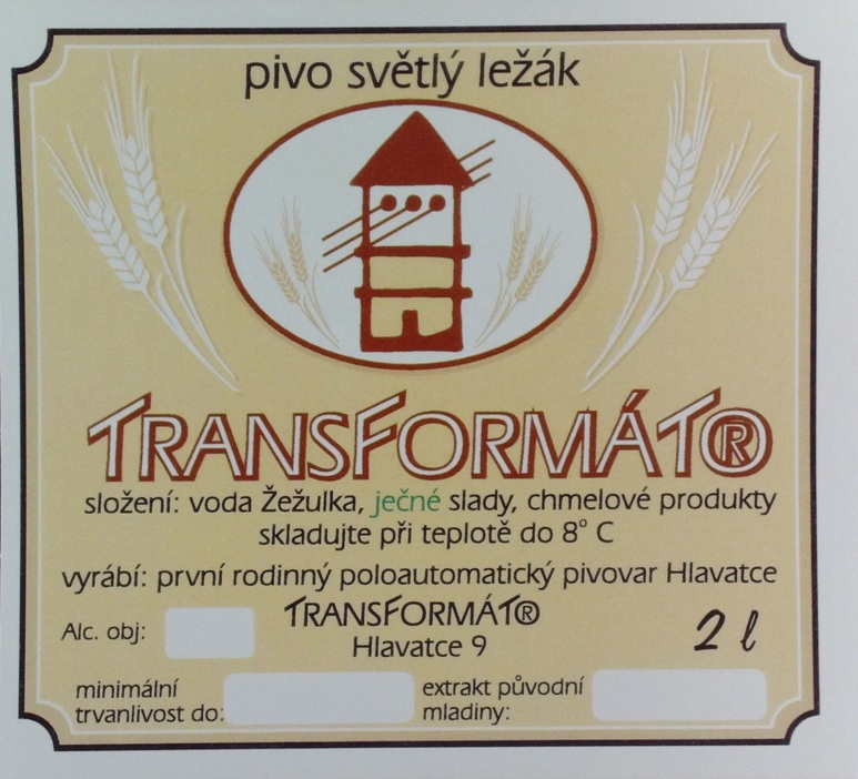 TRANSFORMÁTOR pivo světlý ležák (2L) (Hlavatce) (S)