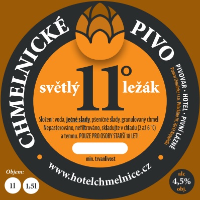 CHMELNICKÉ PIVO 11°světlý ležák www.hotelchmelnice.cz (Napajedla) (S)
