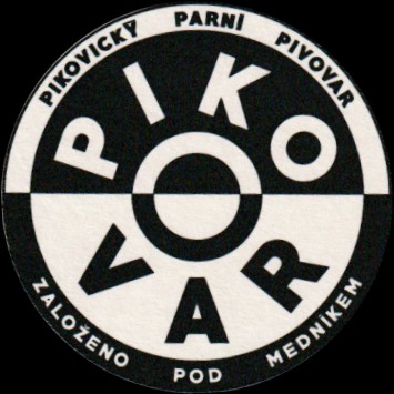 PIKOVICKÝ PARNÍ PIVOVAR PIKOVAR ZALOŽENO POD MEDNÍKEM (bílo-černý) (PTMP-K-a)
