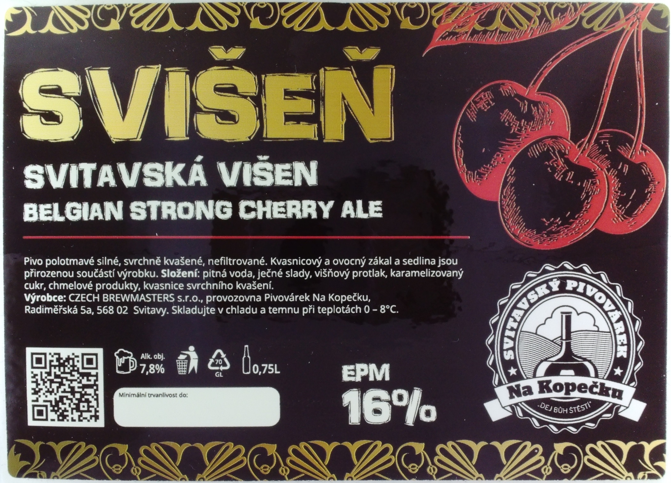 SVITAVY Pivovárek na Kopečku SVIŠEŇ SVITAVSKÁ VIŠEŇ BELGIAN STRONG CHERRY ALE (0,75L) (S)