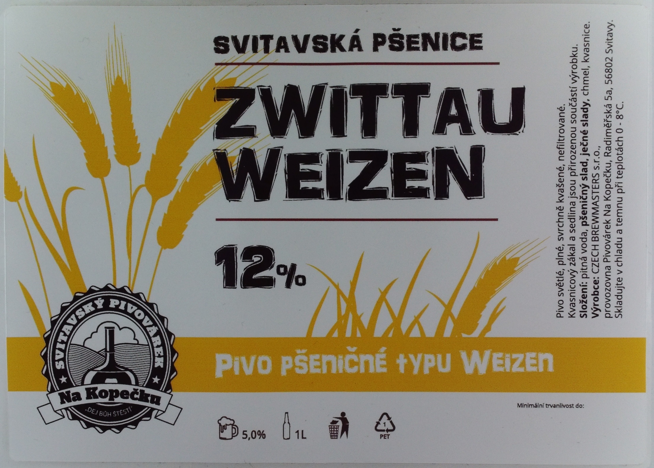 SVITAVY Pivovárek na Kopečku SVITAVSKÁ PŠENICE ZWITTAU WEIZEN 12% (1L) (S)
