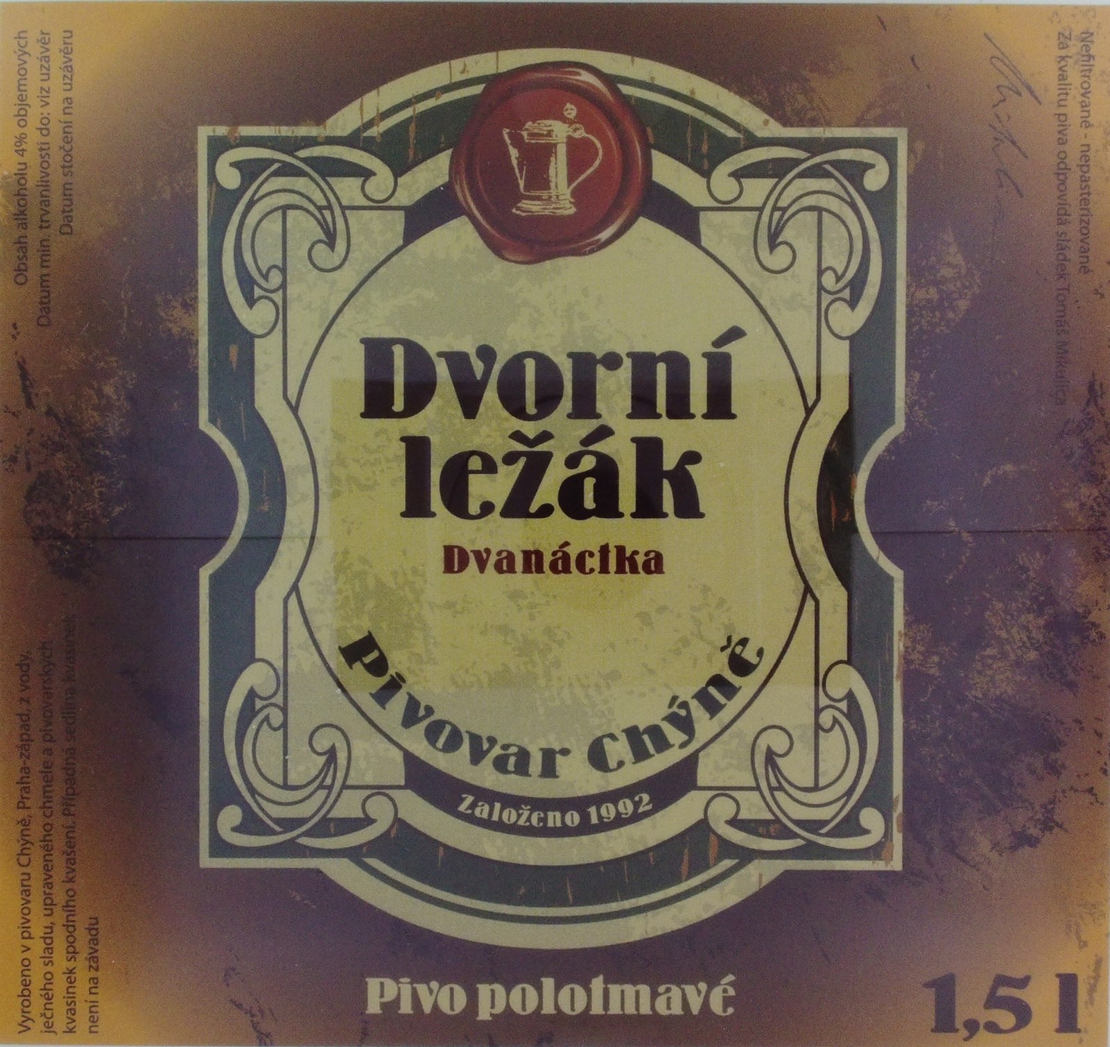 Dvorní ležák Dvanáctka Pivo polotmavé (Chýně) (S)