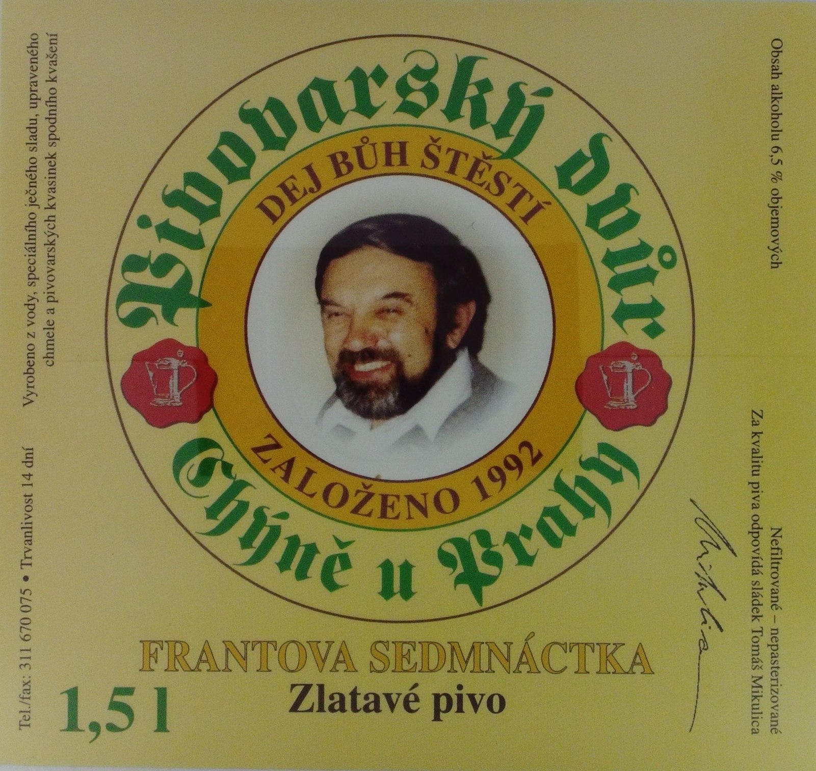FRANTOVA SEDMNÁCTKA Zlatavé pivo (Chýně) (S)