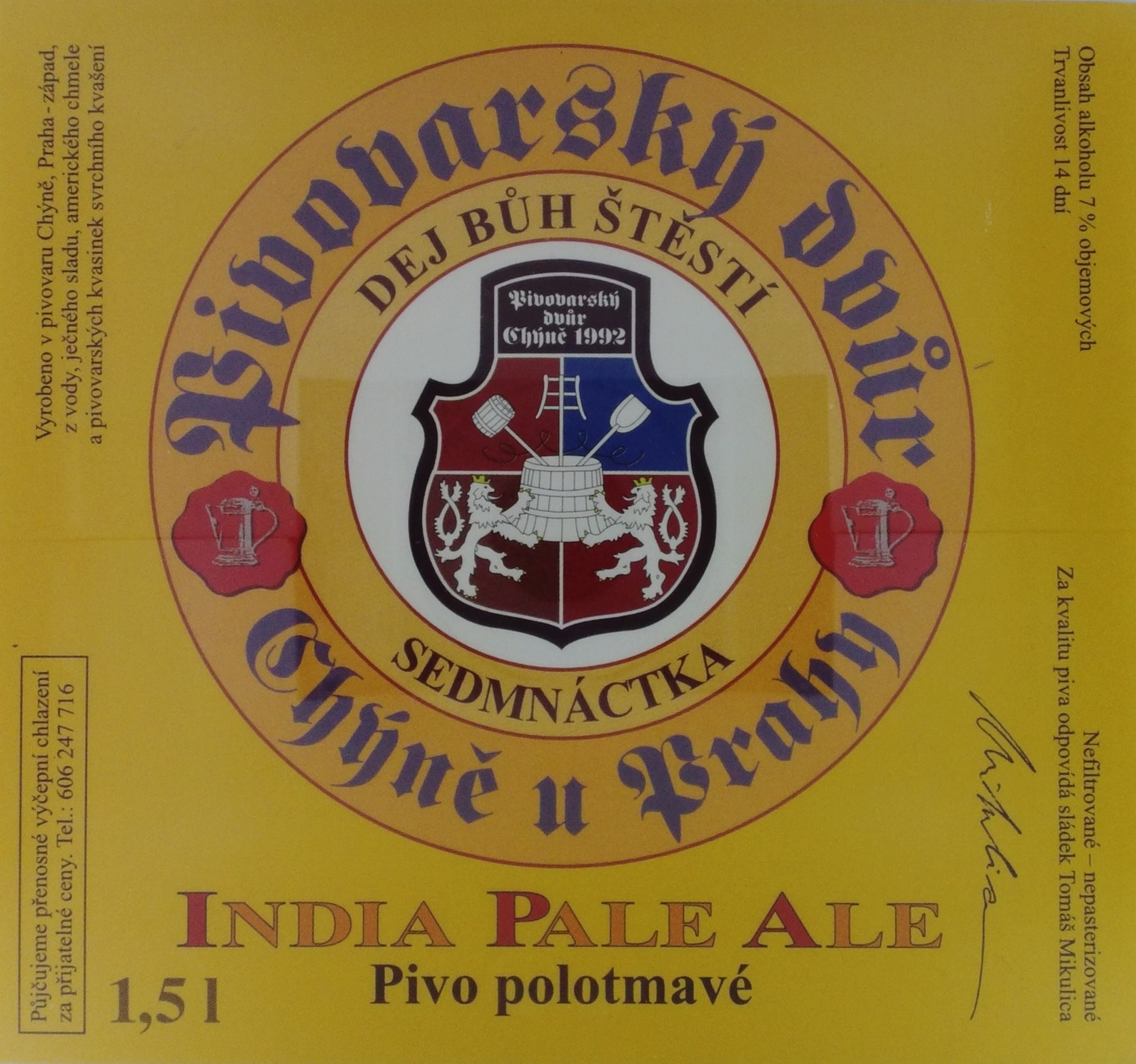 INDIA PALE ALE Pivo polotmavé (Chýně) (S)