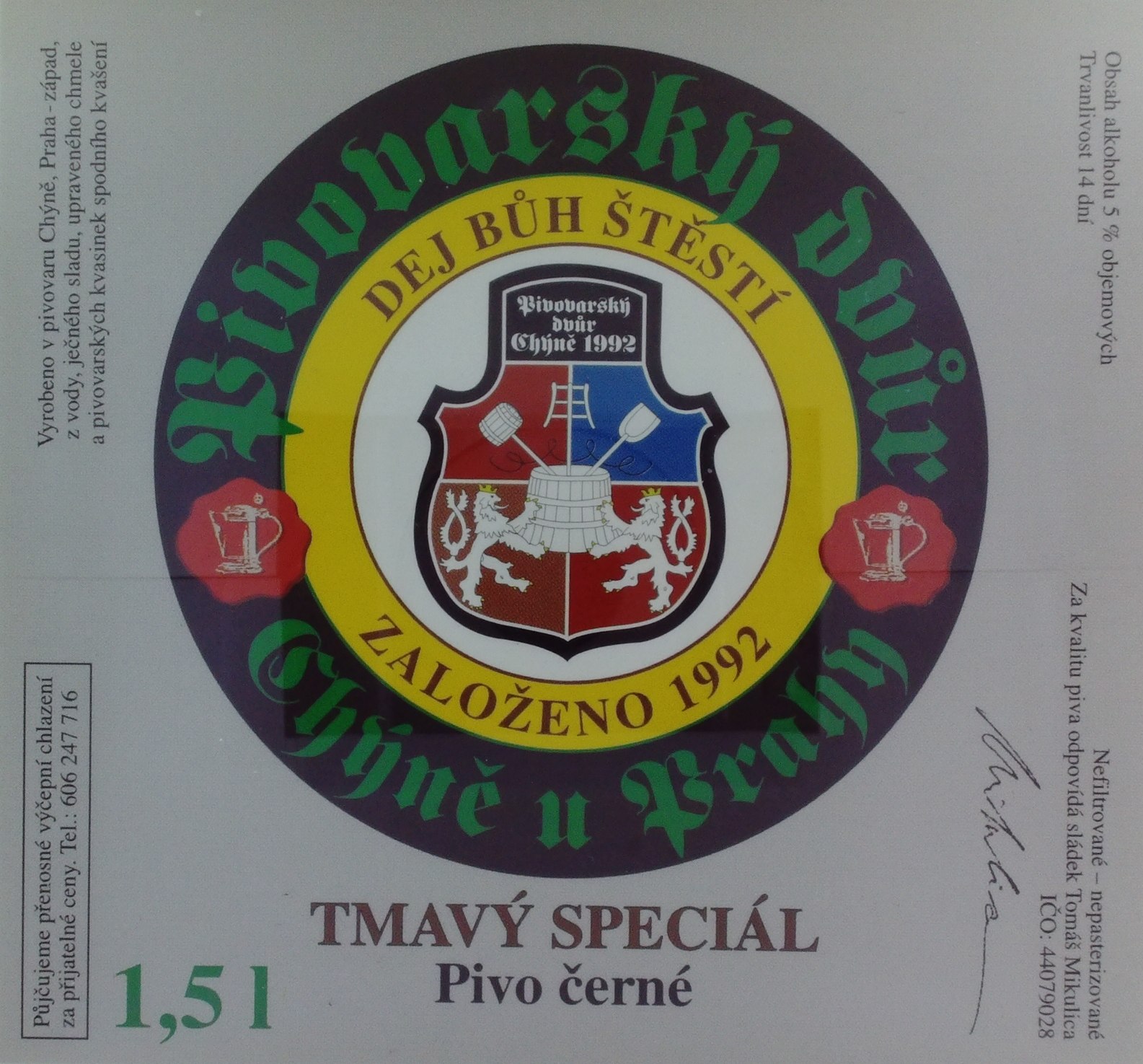 TMAVÝ SPECIÁL Pivo černé (Chýně) (S)