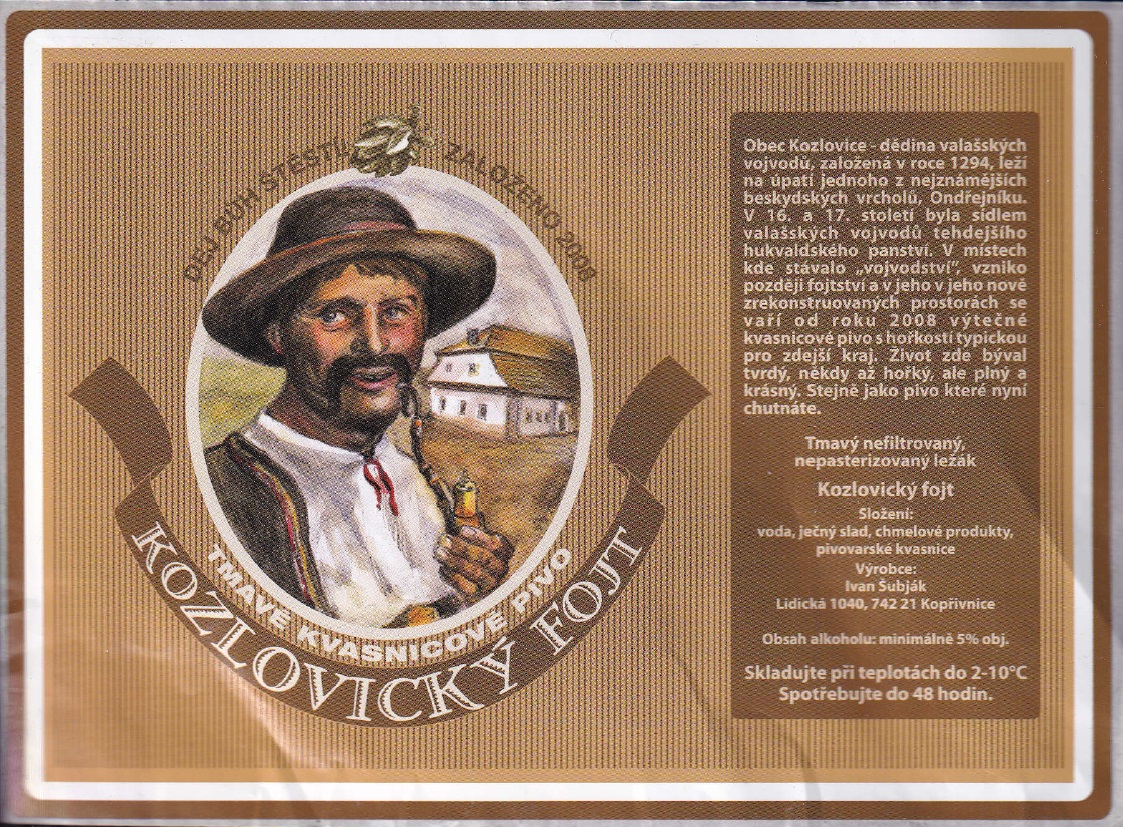 KOZLOVICKÝ FOJT TMAVÉ KVASNICOVÉ PIVO (Kozlovice) (S) č.2