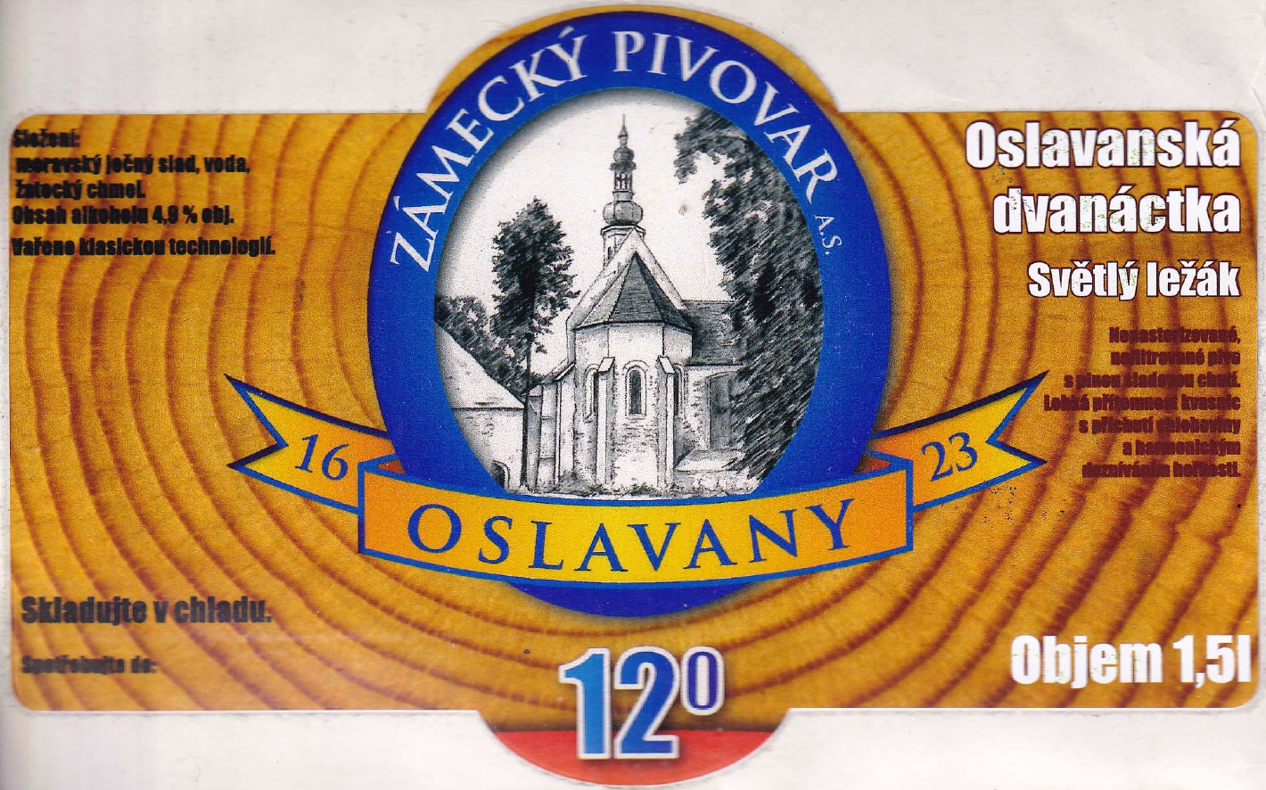 ZÁMECKÝ PIVOVAR OSLAVANY A.S. 12° (1,5L) (S)