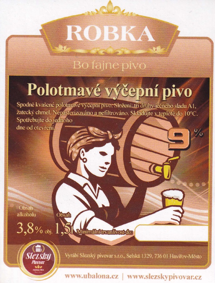 ROBKA Polotmavé výčepní pivo 9% (1,5L) (S)