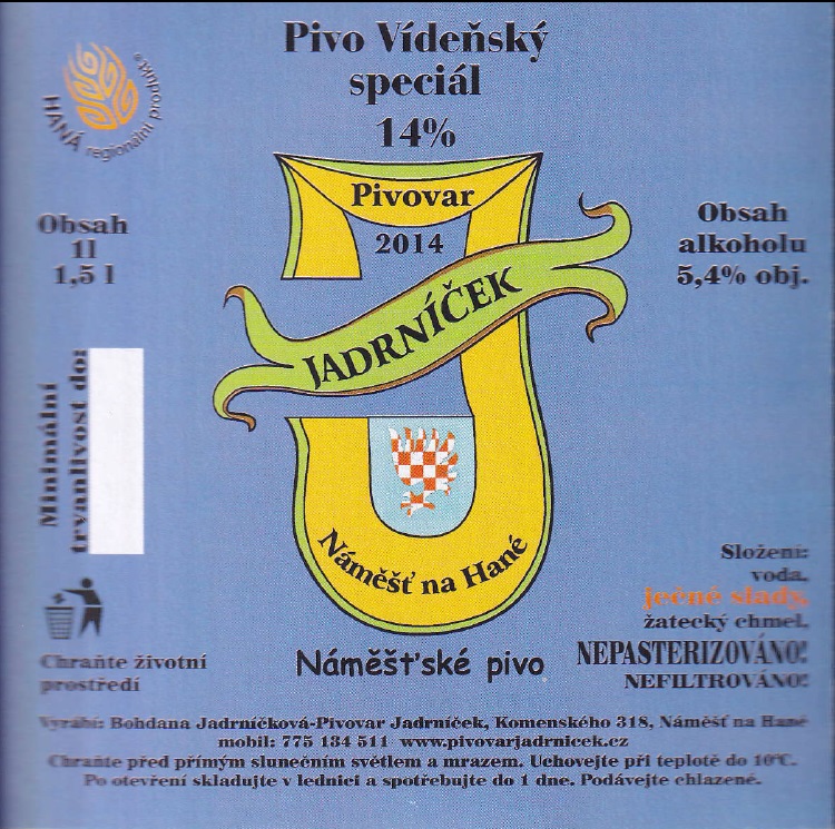 Pivo Vídeňský speciál 14% Náměšťské pivo (1,5L) (Náměšť na Hané Jadrníček) (S)
