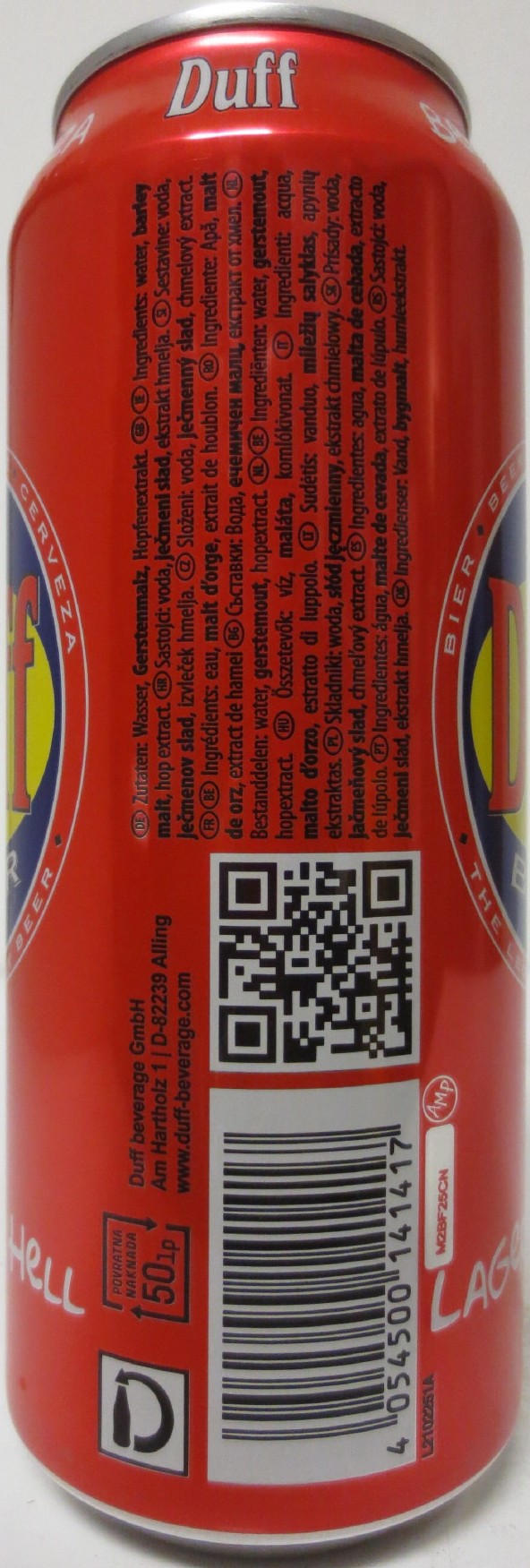 Duff BEER LAGERBIER HELL (50cl) Nr.1 