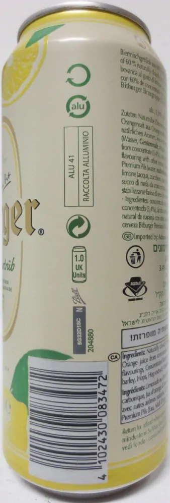 Bitburger Radler naturtrüb (50cl) Nr.1 