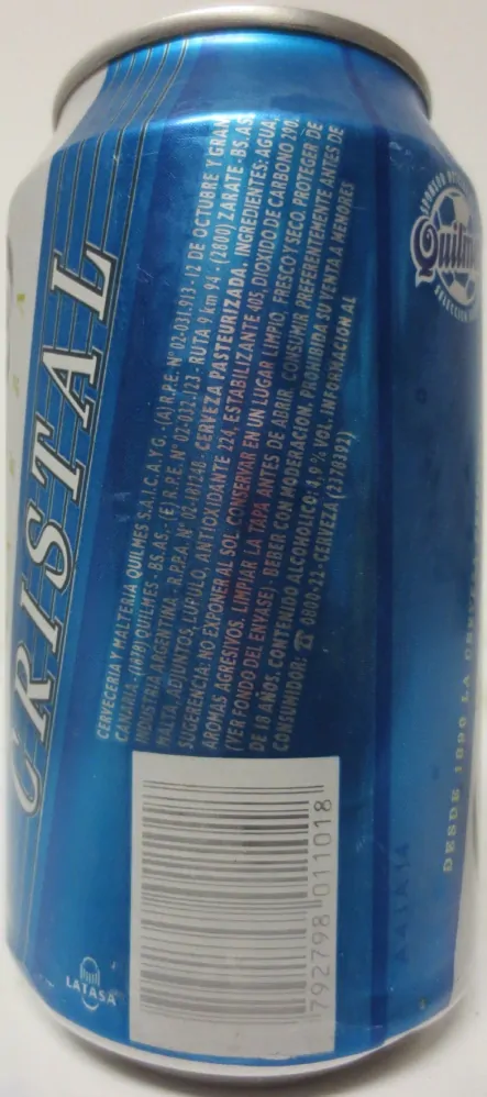 quilmes CERVEZA CRISTAL from ARGENTINA (35,4cl) (T-O) Nr.1