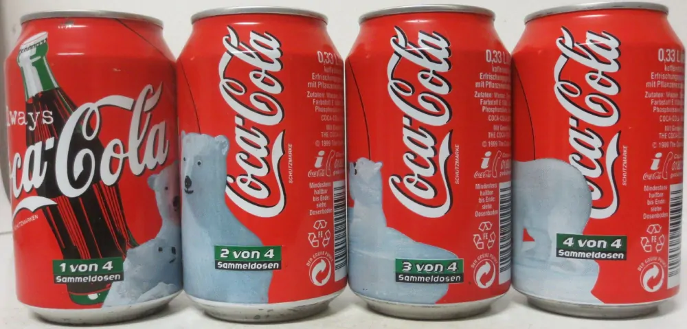 Coca-Cola alwas bears 4 cans set from GERMANY (33cl) (T/O) 