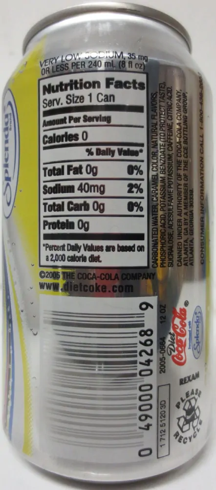 Diet Coke Sweetended with Splenda from USA (35,5cl) (T/O) Nr.1 
