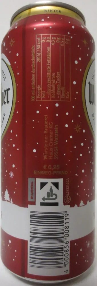 Warsteiner WINTER HERZHAFT MALZIG (50cl) (B/O) Nr.1 