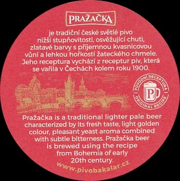 PRAŽAČKA CHARM OF CZECH BEER BREWED IN CZECH REPUBLIC PŮVODNÍ RECEPTURA (PTEX-K-ab) 