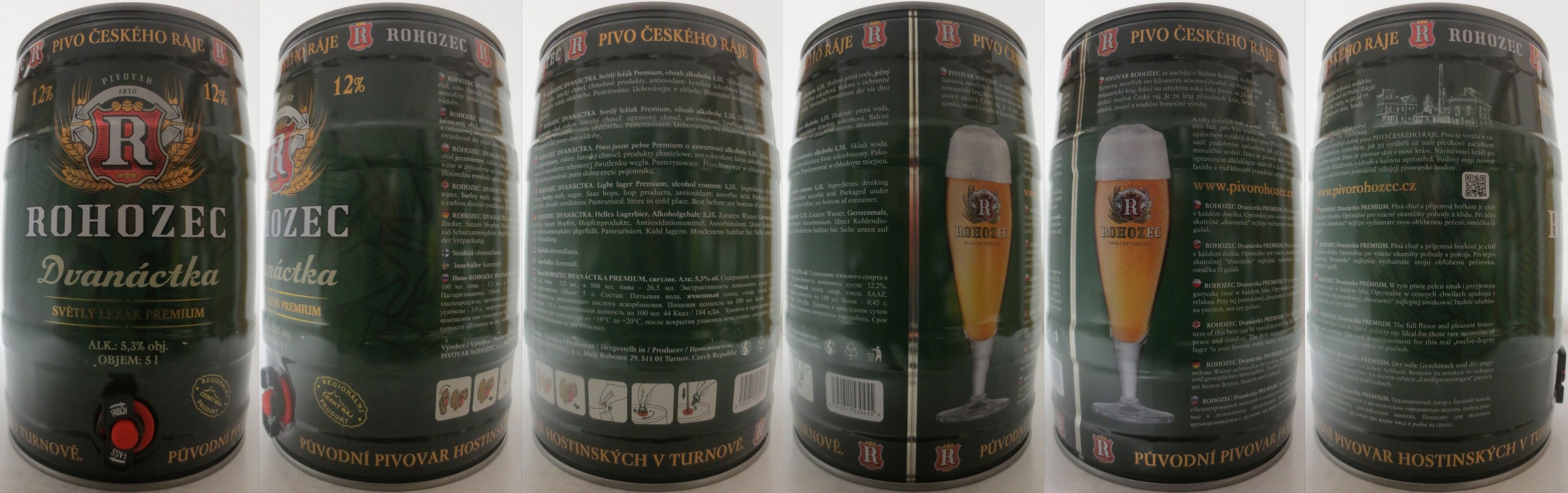 ROHOZEC Dvanáctka SVĚTLÝ LEŽÁK PREMIUM ALK. 5,3% obj. OBJEM 5 l (5L) č.1