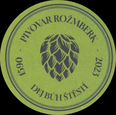 ROŽMBERSKÝ LEŽÁK 11 PIVOVAR ROŽMBERK 1590-2023 DEJ BŮH ŠTĚSTÍ (PTMP-K-ab)