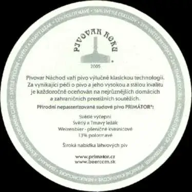 Primátor PIVOVAR NÁCHOD a.s. NEPASTERIZOVANÉ SUDOVÉ PIVO (PTVP-K-ab)