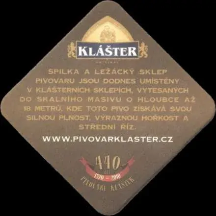 KLÁŠTER ORIGINÁL 440 LET 1570-2010 (hnědý) PIVOVAR KLÁŠTER (PTVP-Č-ab) 