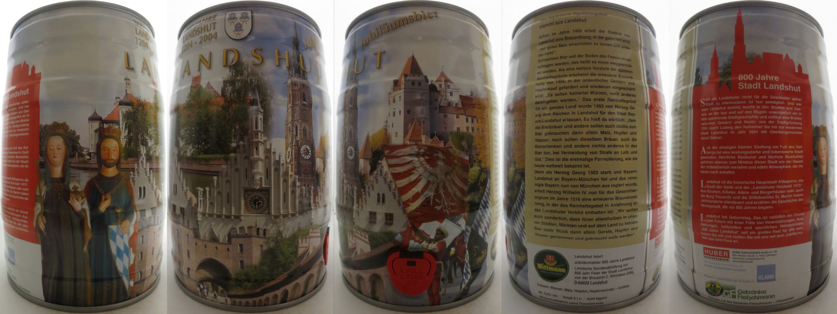 Wittmann Jubiläumsbier LANDSHUT 800 JAHRE 1204-2004 (5L) Nr.1 
