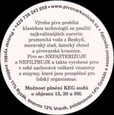 PIVOVAR KONÍČEK VOJKOVICE PIVO, KTERÉ VÁS ROZŘECHTÁ! (PTMP-K-ab) - 107mm