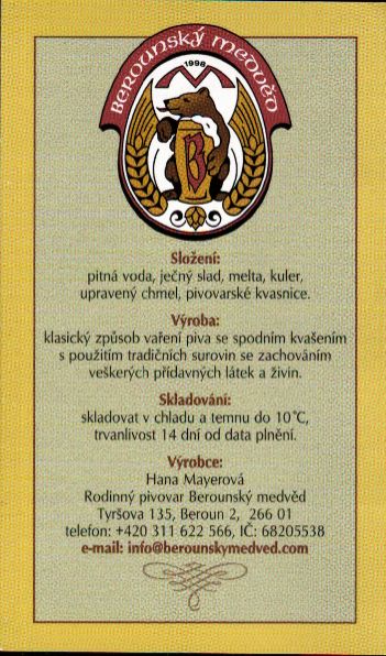 11° Berounský Medvěd světlý ležák (1,5L) (Beroun) (S)