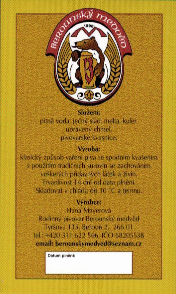 14° Berounský Medvěd polotmavý speciál sváteční (1,5L) (Beroun) (S)