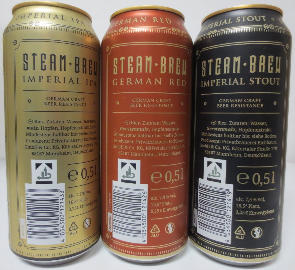 STEAM BREW 3 cans complete set for GERMANY market (50cl) (B/O)