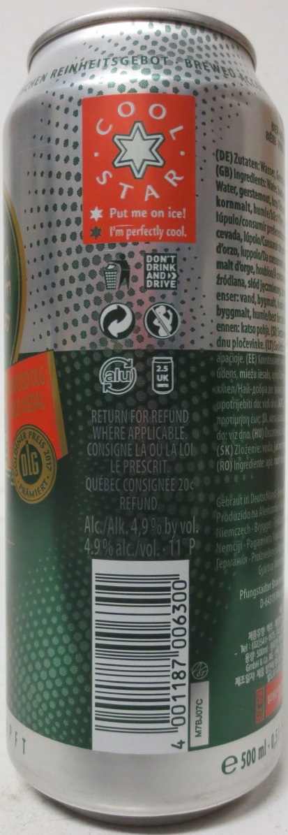 PFUNGSTÄDTER EDEL-PILS Premium (50cl) (B/O) Nr.1 